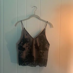 SEEK lined sequined crop tank